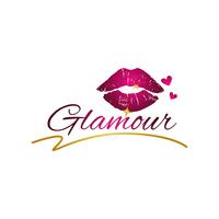 Glamour labios con corazones vector