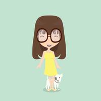 little girl with dog vector