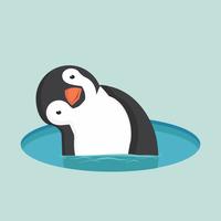  Penguin in water vector
