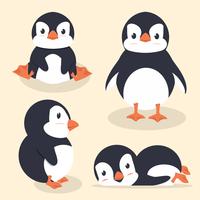 Cute little penguin vector set