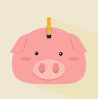 head pig with coin vector