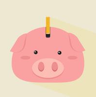 head pig with coin vector