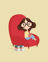  Lady reading the book Sitting on Sofa vector