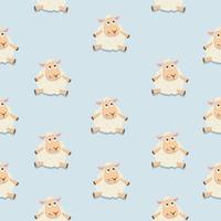 Cute sheep sitting happy vertor pattern vector