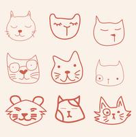 hand draw face cat vector