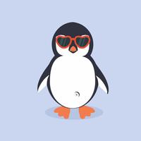 Dibujos animados lindo pingüino con gafas vector