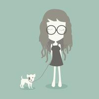  cute girl with dog vector