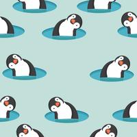 Pingüinos en patrón de agua vector