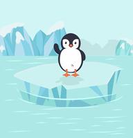 Pájaro pingüino en el Polo Norte Ártico vector