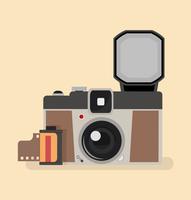 Vintage Camera with Camera Film Roll vector