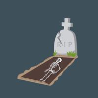 skeleton Vector flat with grave