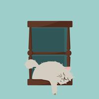 gato duerme en la ventana vector