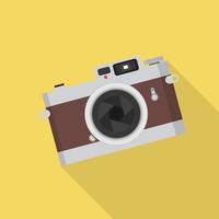 vintage camera with long shadow vector