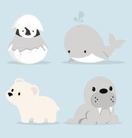 Cute Artic animals Collection in flat design vector