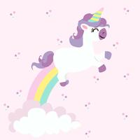 Unicorn with rainbows in colored pastel vector