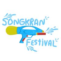 Songkran Festival with Water gun flat vector illustrator