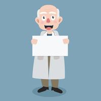 old man doctor with holding a blank sign vector