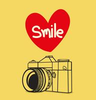 retro photo camera with smile vector