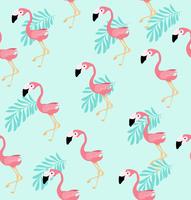 Cute Pink flamingo bird  vector pattern