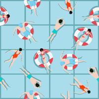 People swimming pattern and Summer background vector