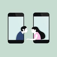 hombre y mujer en telefonos moviles