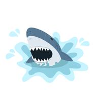 White shark with open mouth vector