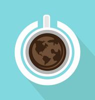 top view of Coffee cup with power on with long shadow vector