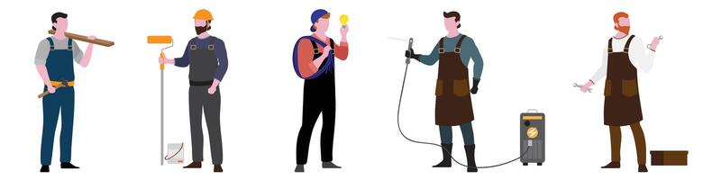 Flat Character of labor set vector