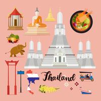 Tourist Thailand Travel set collection vector