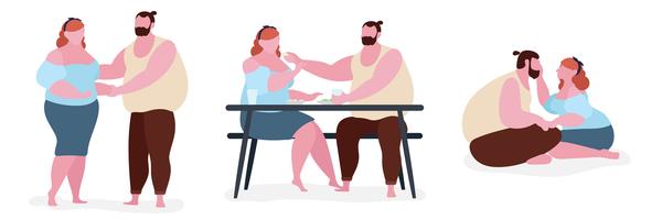 Couple fat character illustration vector