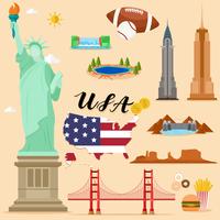 Tourist United state of America USA Travel set collection vector