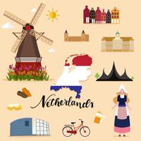 Tourist Netherlands Travel set collection vector
