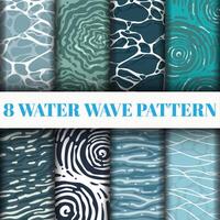 8 Water Wave Pattern Background Set Collection vector