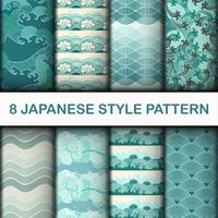 Conjunto de patrones japoneses sin costura vector