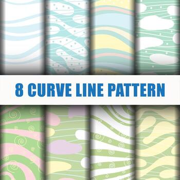 8 Curve line pattern background vector