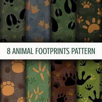 8 Animal Footprints pattern background set collection vector