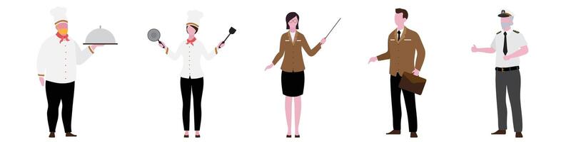 Flat Character of Cruise Staff set vector