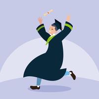 Graduating boy student jumping in celebration design  vector