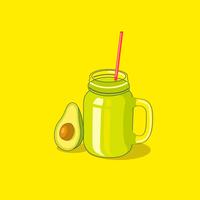 Rebanada de aguacate y batido de aguacate vector