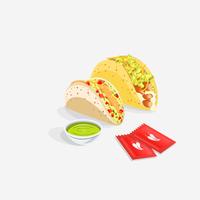 Realistic Mexican Tacos with Sauce vector