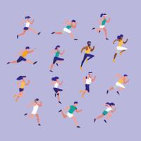 Atleta de personas corriendo personaje avatar vector