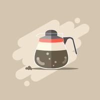 Black Espresso Coffee in Coffee Maker Kettle vector