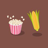 Popcorn Tub with Cob Corn Isolated on a Brown Background vector