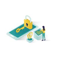 isometric data security illustration vector