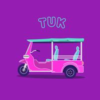 Vehículo Tuk-Tuk de lujo rosa y azul vector
