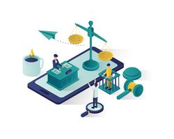 justice and law isometric illustration vector