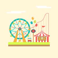 Carnival Festival with Game Stalls, Rides and Food Cart vector