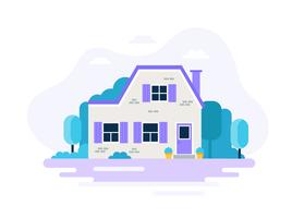 Casa con jardin. vector