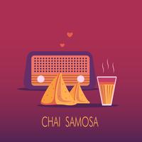 India Chai Tea with Samosa Snack vector