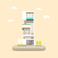 Modern Contemporary Villa with Infinity Roof Top Swimming Pool vector